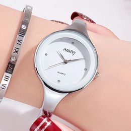 Wristwatches Fashion Casual White Watch Women Bangle Watches Stainless Steel Band Quartz Ladies Relogio Feminino
