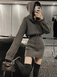 Casual Dresses Autumn Women Dress Bodycon Mini Evening Female Vintage Party Knitted Girl Vestido Prom Sexy Skinny Fall Y2K