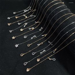 Pendant Necklaces Gold Color Metal Chain For Glasses Women Mask Necklace Flower Heart Charm Straps Sunglasses Lanyard Neck Holder