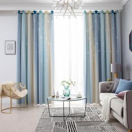 Curtain Double-layers Blackout Curtains For Living Room Starry Sky Tulle Modern Hanging Bedroom