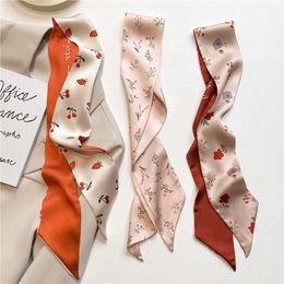 Scarves Luxury Print Silk Ribbon Scarf Women Skinny Hair Hand Bag Wrist Foulard Headband Bandana Sation Scarves Spring Echarpe 2022 New J230502