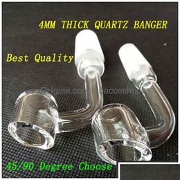 Smoking Pipes 4Mm Thick Quartz Banger Accessories Club Domeless Bucket Nail 90/45 Degree 10Mm 14Mm 18Mm For Hookahs Glass Water Bong Dhp6Y