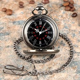 Pocket Watches Polishing Black Hollow Mechanical Hand Winding Antique Watch Man Retro Stylish Gifts Gentleman Vintage Timepiece