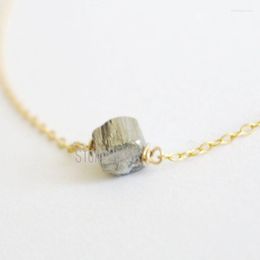 Pendant Necklaces NM42376 Tiny Pyrite Necklace Raw Stone Gemstone Natural Gold Plated Jewellery