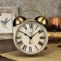 Table Clocks 1PC Retro Round Desktop Clock Bell Small Alarm For Home Living Room Bedroom Office Without