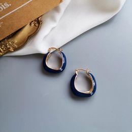 Hoop Earrings Vintage Blue Oil Drop Metal For Women Trend Beautiful Circle Small Ring Korean Fashion Fine Jewellery Woman