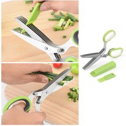 Schaar 5 Layers Scallion Scissors Vegetable Onion Scissors Multifunction Scissors for Kitchen Scissors Cut Vanilla Spice Shredded Tool