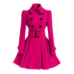 Trench SXXL New Fashion Classic Winter Thick Coat Europe Belt Trench Coats Double Breasted Outerwear Casual Ladies Dress Coats