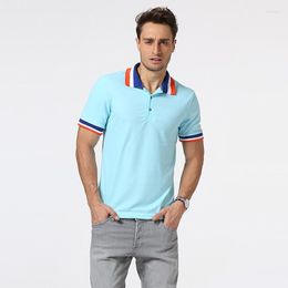 Men's T Shirts LUCLESAM Men's Lapel Colour Contrast Screw Collar T-shirt Short Sleeved Polo Shirt Summer Fashion Casual Large Size