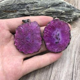 Pendant Necklaces Bronze Plated Freeform Large Rose Red Stalactite Quartz Solar Druzy Necklace Vintage Pendants MY220783