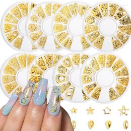 Nail Art Decorations 3D Rivets Mixed Hollow Nails Moon Star Ocean Gold Rivet Irregular Alloy Metal Tips DIY Rhinestone