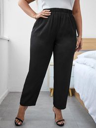 bottoms TOLEEN 2022 Spring Summer Outfits Fashion Women's Large Plus Size Elastic Pants Black Casual Formal Trousers Oversized Clothing