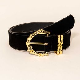 Other Fashion Accessories New Gold Buckles Loop Women Jeans Elegant Black Belt PU Leather Luxury Suede Gothic Office Ladies Party Belt J230502