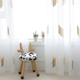 Curtain Modern Tulle Curtains Nordic Wind White Embroidered Window Children's Room Living Balcony Decorative Yarn