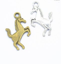 Charms 40pcs Running Horse 34 19mm Tibetan Bronze Silver Color Pendants Antique Jewelry Making DIY Handmade Craft F0926
