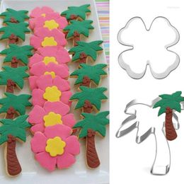 Baking Moulds 2pcs Patisserie Reposteria Coconut Tree Clover Stainless Steel Cookie Cutters Fondant Cake Tools Biscuit Mold Bakeware Kitchen