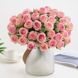 Decorative Flowers Artificial Rose Flower Curled Petals Fake Single Branch Simulation Ornament