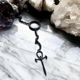 Pendant Necklaces Gothic Vampire Rosary Necklace A Lovely Large Cross Black Witchy Chain Statement Punk Charm Jewellery Women Gift
