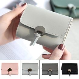Wallets 2023 Retro Short Style Trifold Wallet With Card Holder Ladies Women's Coin Purse Solid Black Clutch Bags For Daily Use