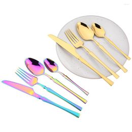 Flatware Sets High Quality Stainless Steel Dinnerware Set Western Gold Cutlery Knife Forks Tea Spoon Tableware Kitchen Silverware