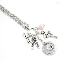 Pendant Necklaces 18mm Snaps Jewellery Dance Ballerina Charms Ballet Necklace Gifts Liobonar Snap Buttons