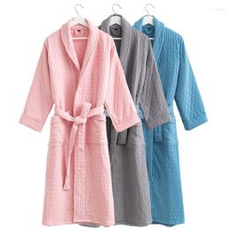 Women's Sleepwear Cotton Robe Unisex Lovers Soft Bath Men And Women Nightrobe Casual Home Bathrobe Thickened Nightgown
