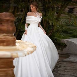 Party Dresses Sumnus Vintage Ball Gown Long Sleeves Wedding Dress 2022 Appliques Lace Stain See Through Vestidos De Novia Robe De Marie T230502