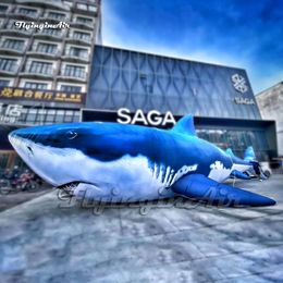 10m Amazing Large Fish Blue Inflatable Shark Carnivorous Sea Animal Balloon For Park Decoration