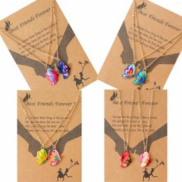 Pendant Necklaces 2Pcs/Set Couple Butterfly For Women Friend BFF Sister Friendship Distance Necklace Fashion Jewelry