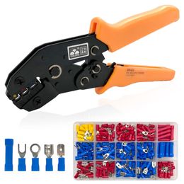 Tang Hand Crimping Tools SN02C Pliers 0.252.5mm2 280Pcs/Box Insulation Terminal RV/SV/MDD/FDD/BV Cable Lugs Mini Wire Crimp Set