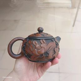 Teaware Jianshui Purple Clay Pure Handmade Lotus Full Carving Tea Pot(Not Yixing Zisha) Kung Fu Tea Set Drinkware Tea Ceremony