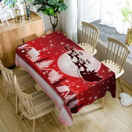 Table Cloth Christmas Golden Elk Animal Print Tablecloth Holiday Decoration Cover Waterproof Rectangular Wedding