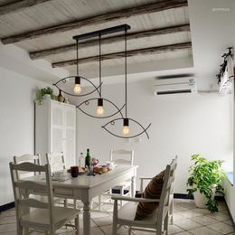 Chandeliers Kitchen Room Decor Light Fixtures Fish Chandelier Nordic LED Retro Creative Personality Bar El Restaurant Living