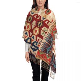 Scarves Aksaray Tribal Antique Turkish Kilim Print Tassel Scarf Women Soft Vintage Ethnic Art Shawl Wrap Lady Winter Fall