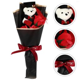 Decorative Flowers Artificial Flower Bouquet For Graduation Delicate Bear