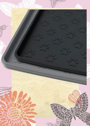 Feeding Pet Placemat Silicone Food bowl Mat For Dogs Waterproof Cat Feeding Mat Paw Print Pet Bowl Pad Prevent Food and Water Easy Clean