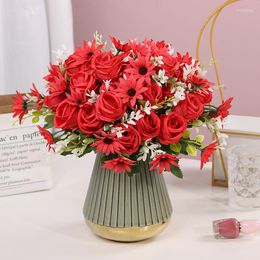 Decorative Flowers A Bunch Of Artificial Rose Daisy Mixed With Silk Wedding Centre Decoration Family Living Room Table D