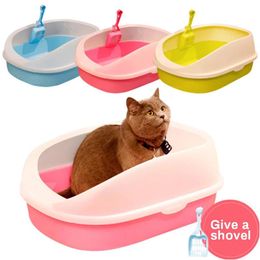 Boxes Pet Toilet Bedpan Anti Splash Litter Box Cat Tray With Scoop Teddy AntiSplash Toilette Cat Litter Shovel Home Plastic Sand Box