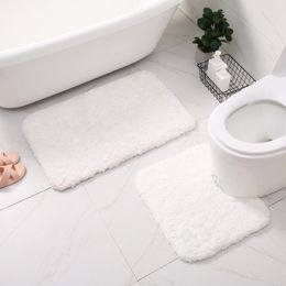 Mats White Bathroom Bath Mat Set Antiskid Toilet Rugs UShape Rectangle Floor Carpets For Bathtub Side Entrance Doormat Shower Room