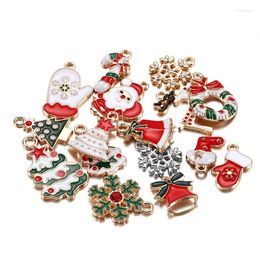 Charms YACHU 10pcs/Lot Christmas Crystal Snow Oil Enamel DIY Snowflake Winter Pendants Jewellery Making Handmade Pendant