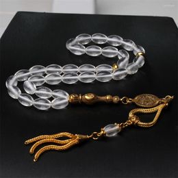 Strand Crystal Tasbih Metal Alloy Natural White Quartz Islam Prayer Beads Oval Size 8 12mm 33 Misbaha Bracelets Muslim Rosary