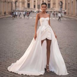 Party Dresses Sevintage Boho Wedding Dresses with Detachable Train Sweetheart Sleeveless Pleat Ruched A-Line Wedding Gown Princess Bridal Gown T230502