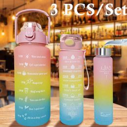 Mugs 3PCSSet Large Capacity Sports Water Bottle School Girl Children Kawaii Cute Drinking Cup For Male Female Jug Camping Hiking Cup Z0420