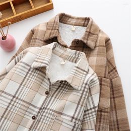 Women's Jackets Autumn Winter Plaid Jacket Women Coat Vintage Stylish Pockets Oversized Casual Warm Chic Tops Manteau Femme Hiver