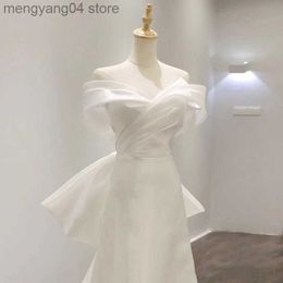 Party Dresses Off The Shoulder Wedding Dress 2023 New Big Bow Banquet Dresses Fairy Elegant Wedding Gown T230502