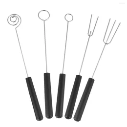 Dinnerware Sets 5 PCS Chocolate Set Barbecue Needle Kebab Fondue Sticks M Dessert Fork Black Dipping Tool Kabob Skewers