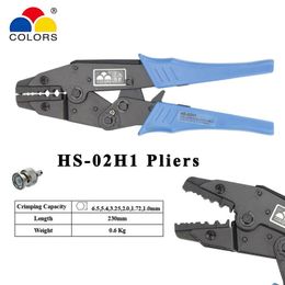 Tang HS02H1 coaxial crimping pliers RG58/59/62 8X coaxial crimper SMA/BNC connectors carbon steel ratchet crimping tool