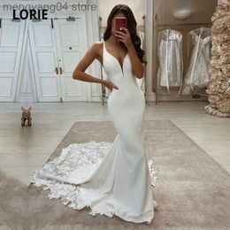 Party Dresses Mermaid Wedding Dresses Boho V-Neck Appliques Lace Elegant Elastic Wedding Gown Simple Train Custom Made Bridal Dress 2021 T230502