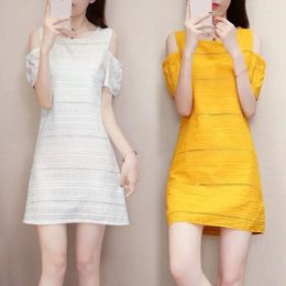 Party Dresses Red Dress Spring/Summer Korean Loose Sleeve A-line Versatile Fashion Off Shoulder Cotton Skirt Vestido Casual Streetwear