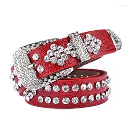 Belts Fashion Luxury Designer Rhinestones For Women High Quality Cow Skin Strap Female Genuine Leather BeltBelts